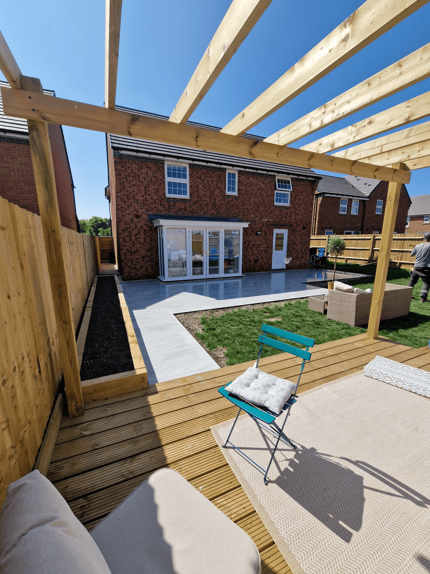 New Build Garden with Decking & Pergola
