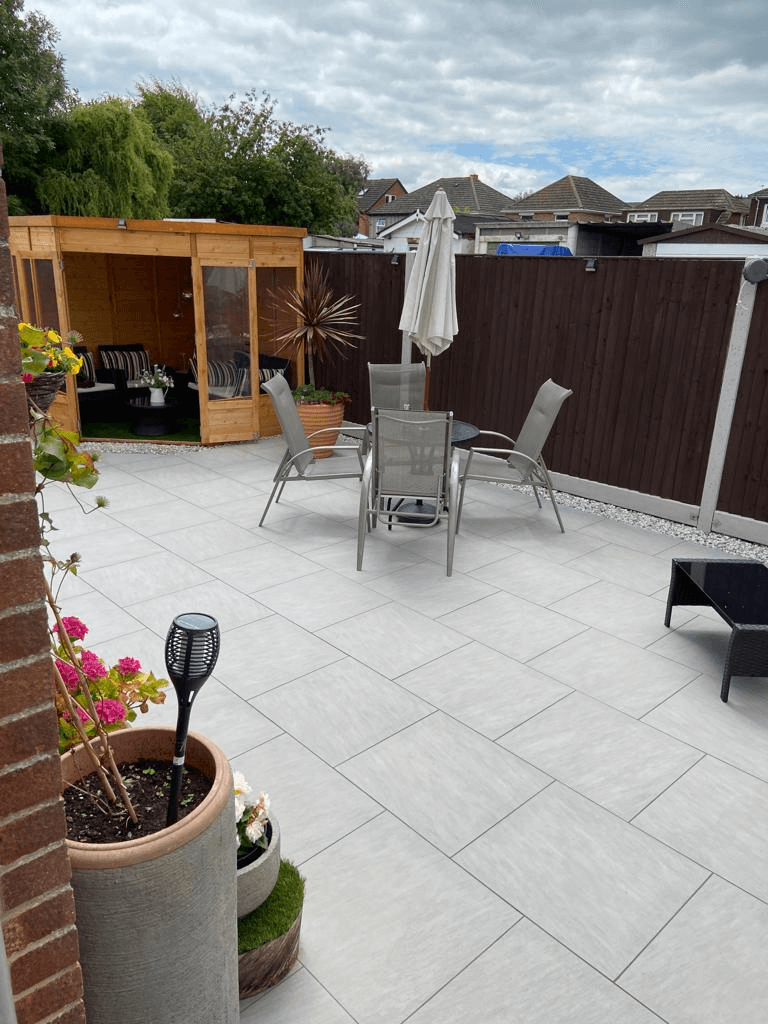Porcelain Patio with Summerhouse